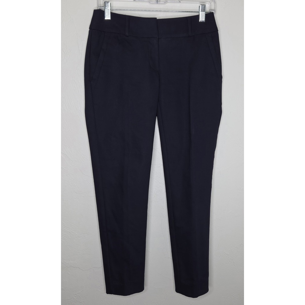 LOFT Pants Navy Blue Dress Work Size 0 Julie Skinny Ankle Pleated Front Pockets